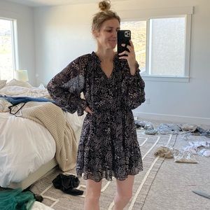 Black Floral Loose Fitting Mini Dress